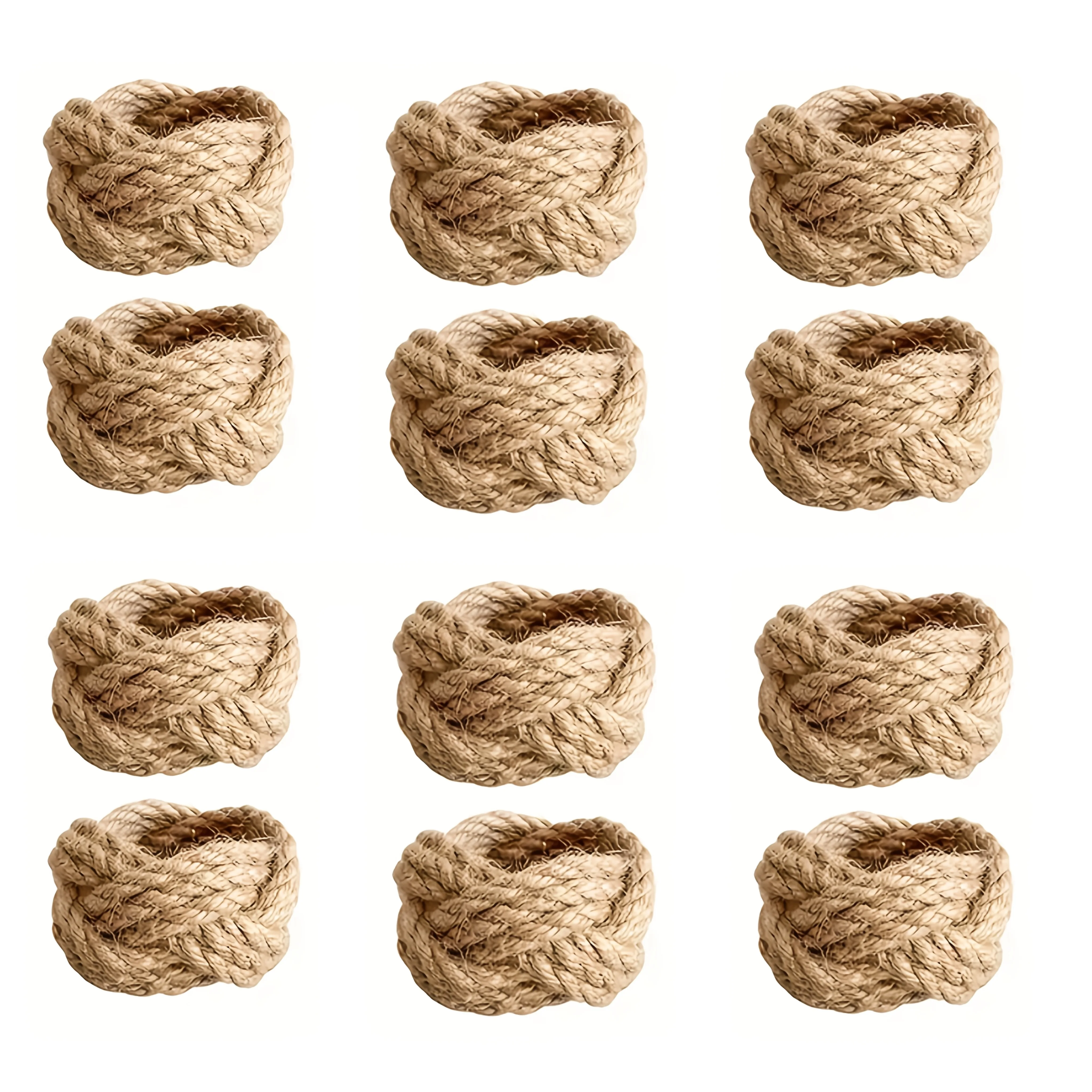 Juego de servilletas trenzadas de lino de 12 piezas, servilletero de yute trenzado hecho a mano con forma de flor, adecuado para mesa de comedor, servilleta náutica