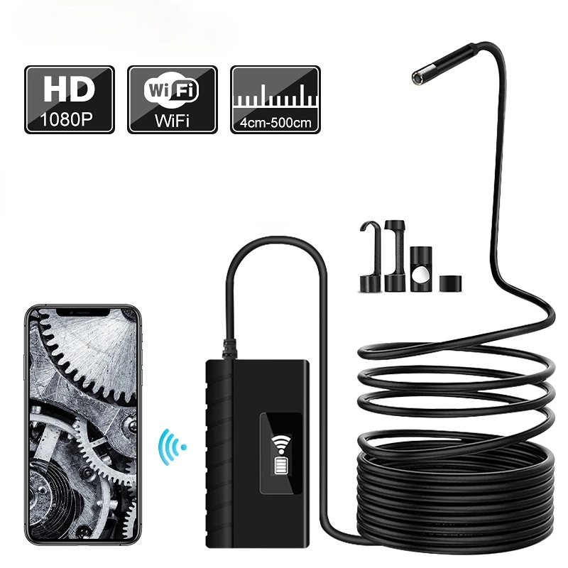 5.5mm Telescoping Wifi Endoscope Camera 1080P HD Semi-Rigid Snake Camera USB Endoscope Borescope IOS Endoscope For Iphone Tablet