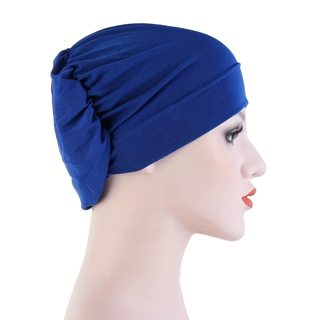 Solid Color Ramadan Turban Head Scarf Cap Casual Elastic Head Wrap Lightweight Bonnet Chemo Cap