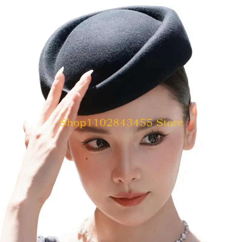 49MC Breathable Felted Cloche Hat Charm Elegant Headpiece Bonnet for Women Casual and Formal Occasion