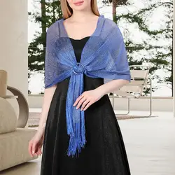 Wedding Accessory Scarf Elegant Sparkling Tassel Shawl for Bride Bridesmaid Wedding Evening Dress Lightweight See-through