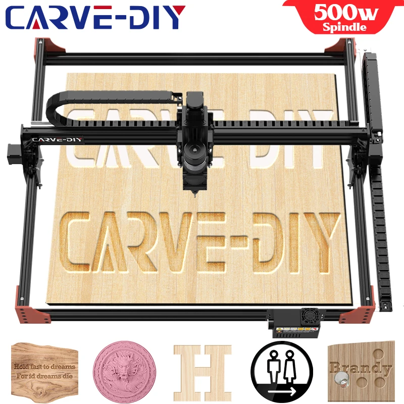 

CARVE-DIY CNC Wood Carving Machine 3 Axis CNC Router Milling Cutting Machine 500W Spindle Acrylic Mdf Cutting Machine