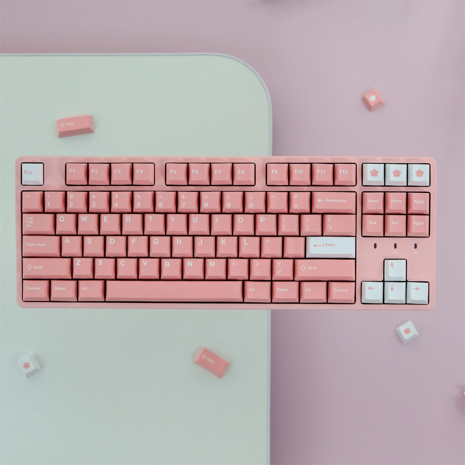 gmk-ピーチブロッサム-キーキャップ-130キー-pbt素材-チェリープロファイル-dye-sub加工-mxスイッチ対応-wootingメカニカルキーボード用キーキャップ