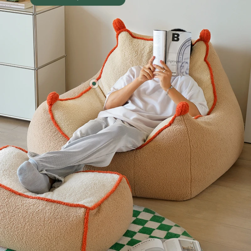 

Stool Velvet Stuffing Sofas White Unique Bedroom Corner Filling Lazy Bean Bag Fluffy Floor Single Pouf Geant Furniture Home