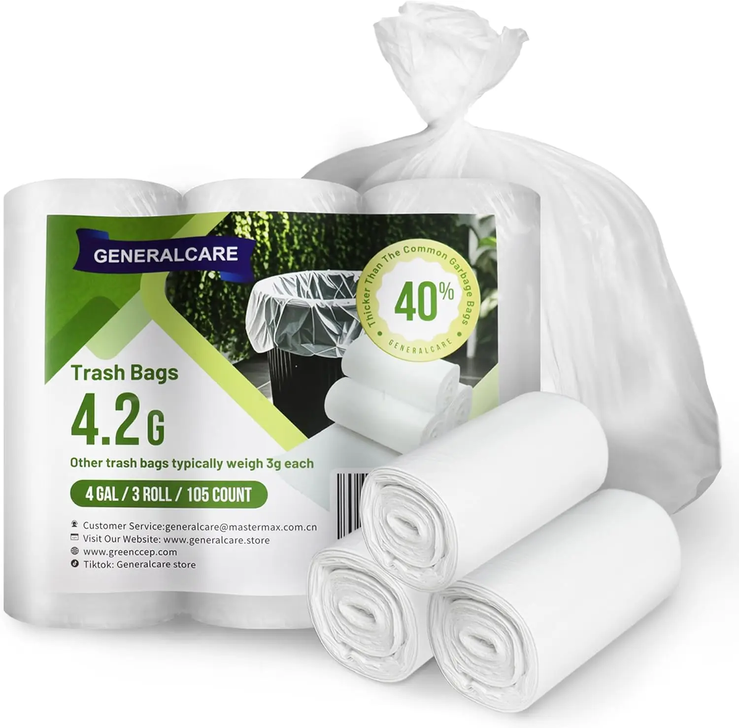 

4 Gallon Small Trash Bags, 105 Count, Tear & Leak Resistant for Bathroom and Office Use