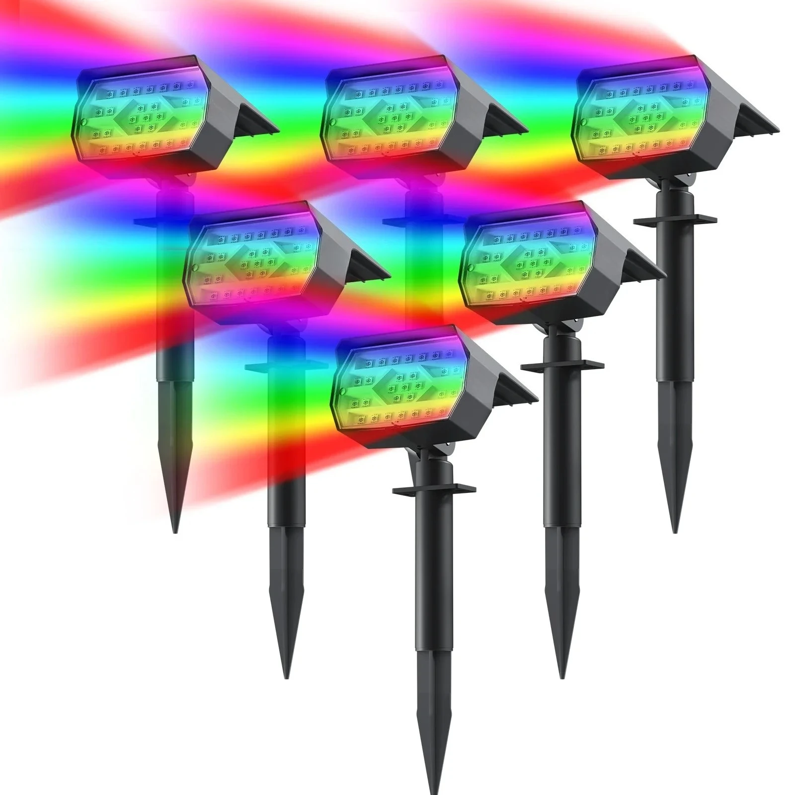 ‌29LED RGB Solar Spotlight - 7 Color Changing, IP67 Waterproof Outdoor Landscape Lights for Garden & Patio Decor
