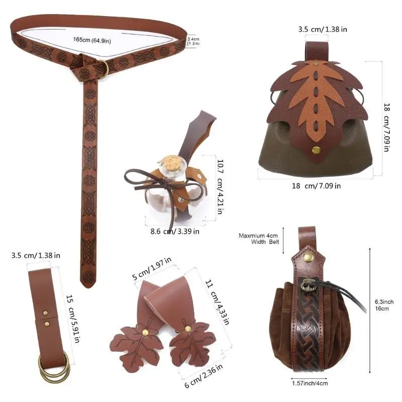 39BB 1 Set Medieval Kostüm Set Gürtrankflasche Becher Halter Rock Wanderungen Halloween Accessoires