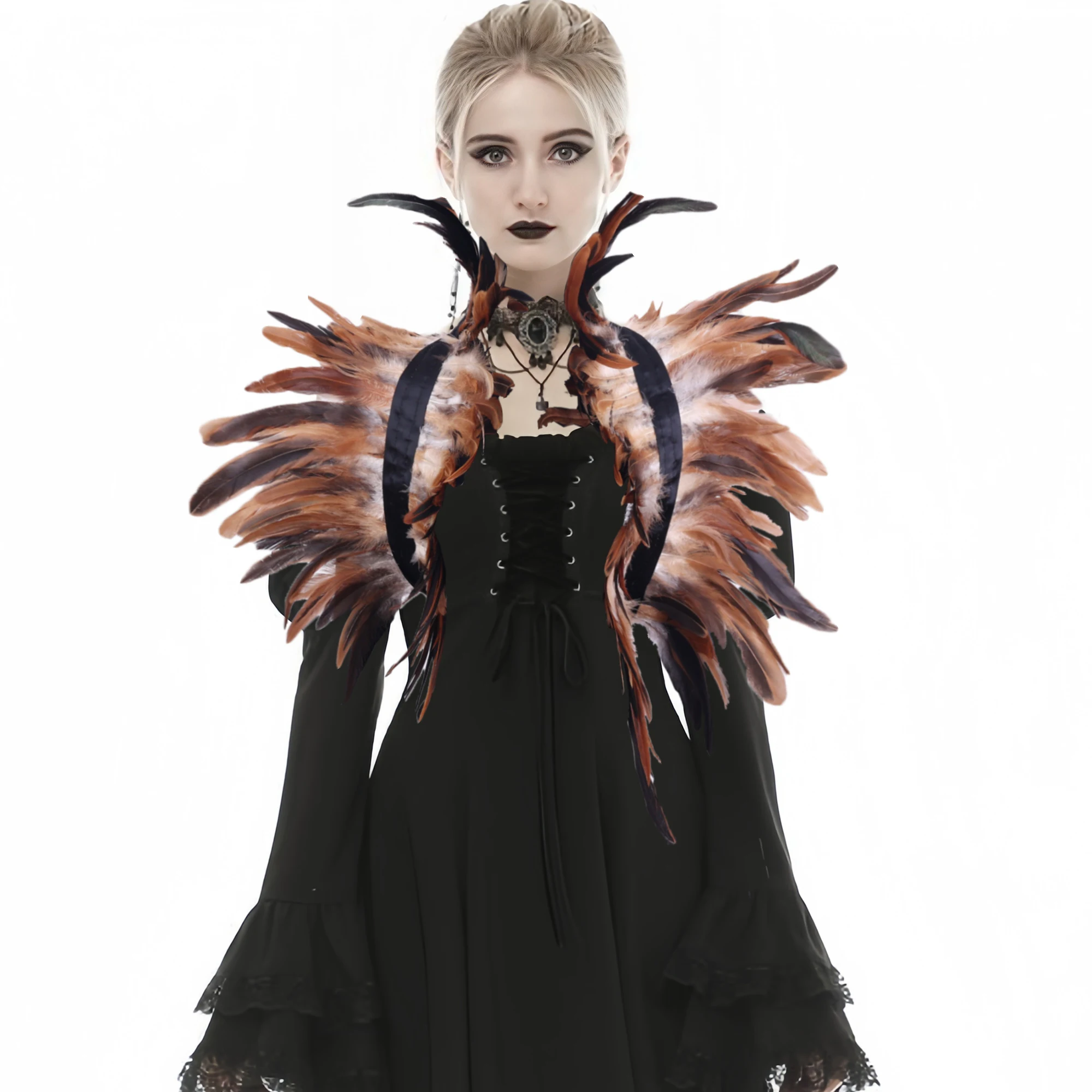 Victorian Feather Fake Collar Detachable Feather Shawl Scarf Cape Cosplay Rave Party Evening Fancy Stage Bolero Tops