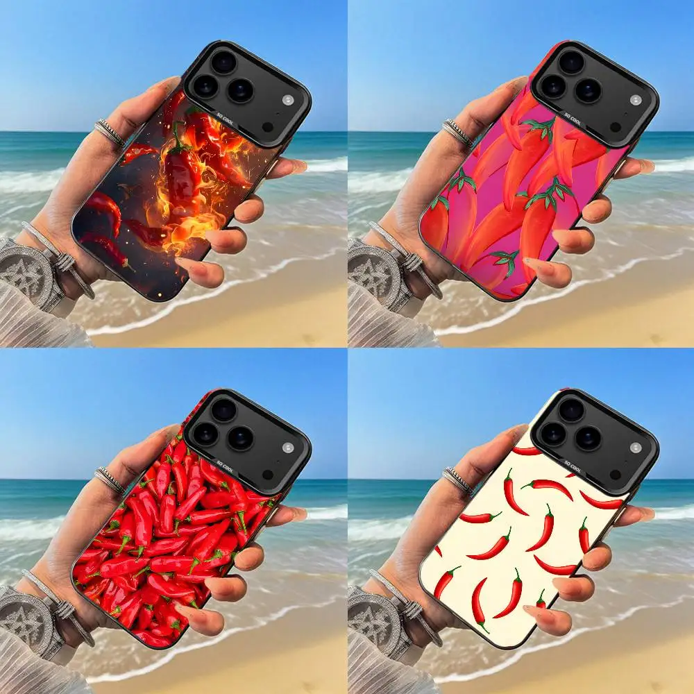 

Chili Red Phone Case Black case for iPhone17,16,15,14,13,12,Pro,Max,Plus,E,SE4,Air,Mini