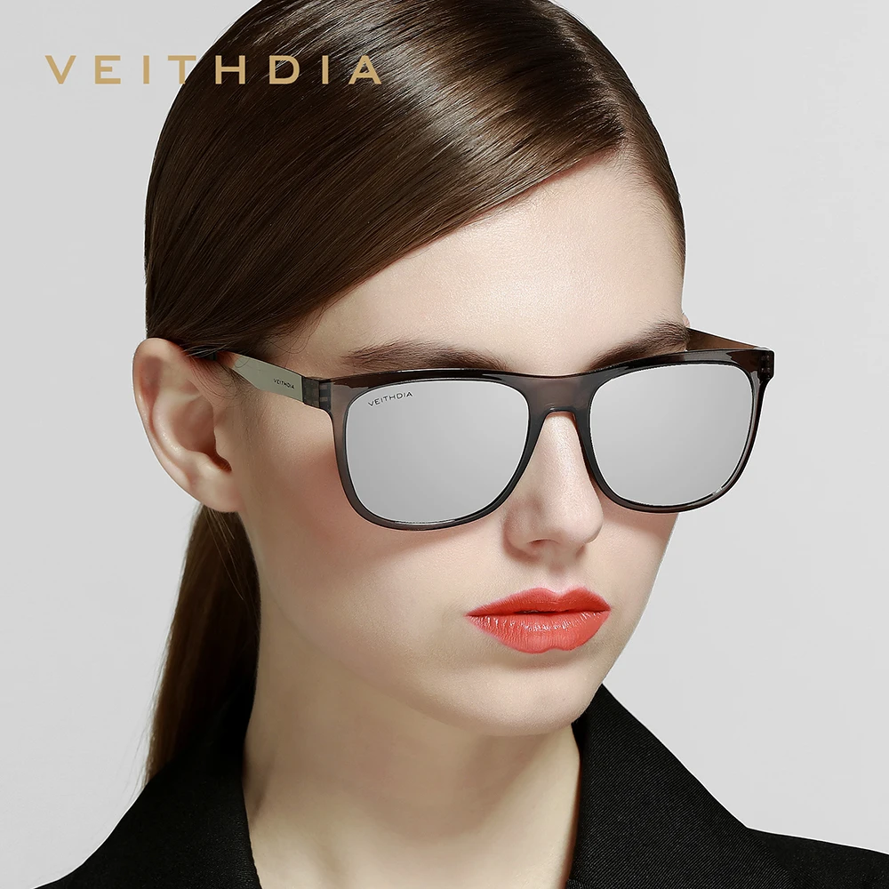 VEITHDIA Sunglasses Square Retro Vintage Polarized UV400 Lens Eyewear Sun Glasses For Men/Women 6110 -Stainless Steel + TR90