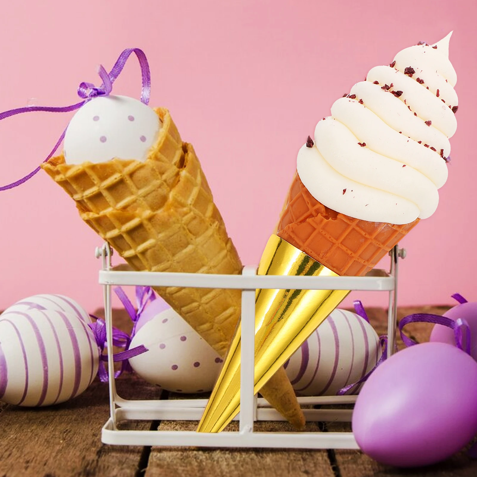 

Artificial Ice Cream Cone Props Lightweight PVC Simulation Decor Fake Ice Display Accessories Lifelike Shape