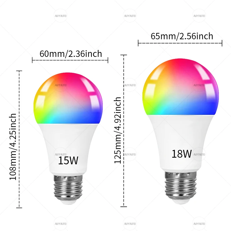 15W 18W E27 Tuya Bluetooth Smart Bulb lamps 110V 220V Led RGBCW Light APP Control Timing Smart Life APP Adjust Music Rhythm