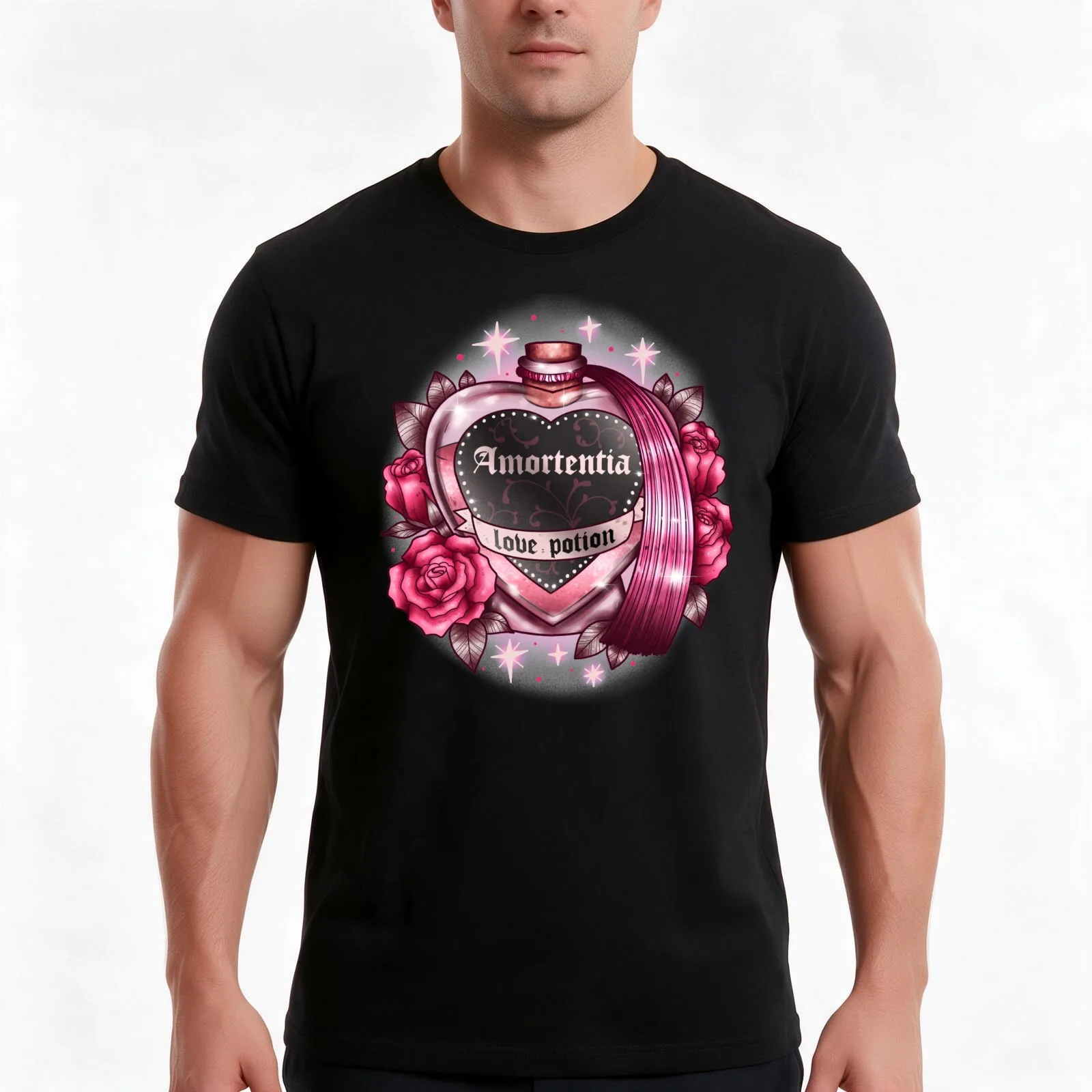 Amortentia ? Love Potion T-Shirt, Summer Casual Cotton Tee, Oversized Streetwear Tops, Vintage Graphic Print, Unisex Men Women