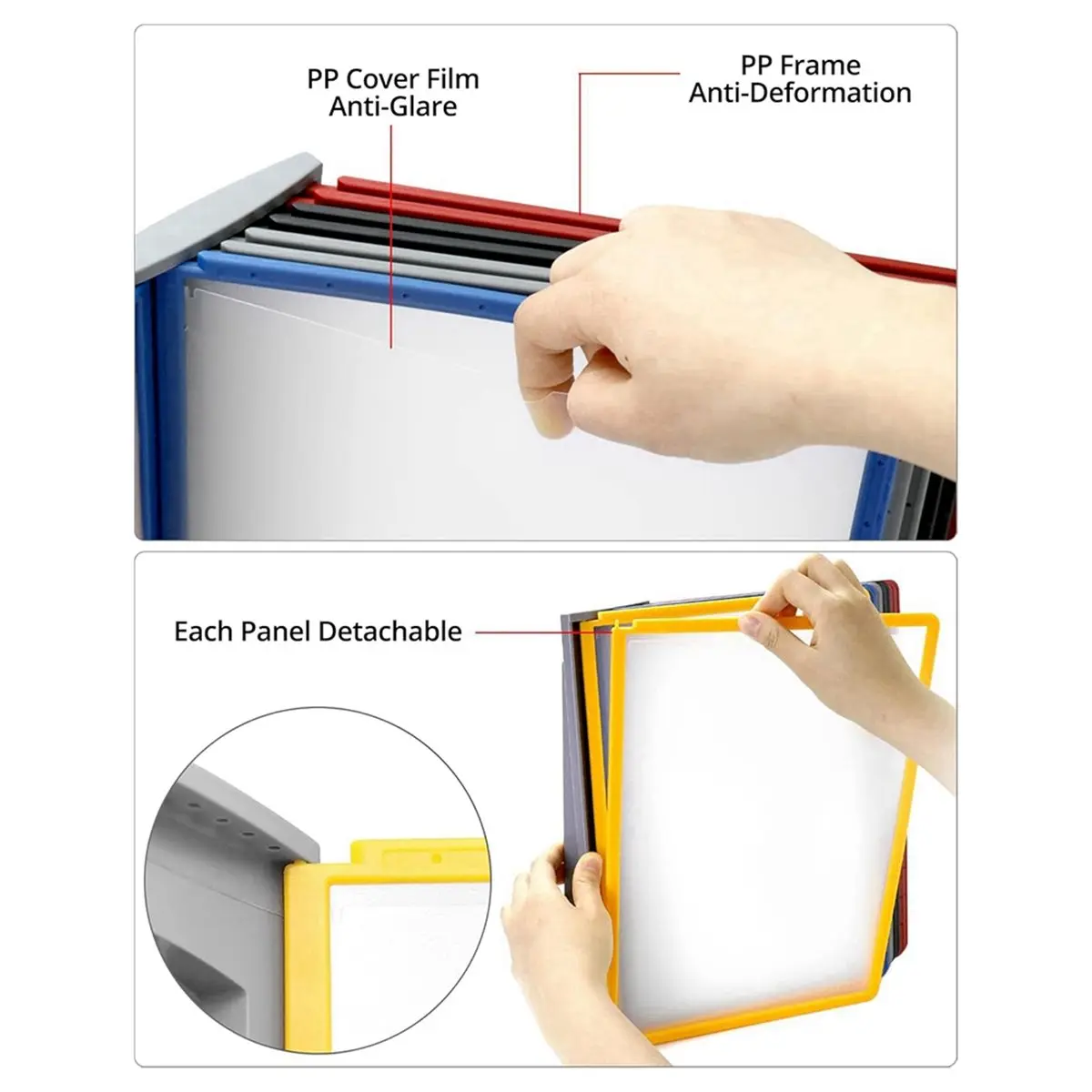 Wall Display Board System,5 Pocket Display Panels,Multicoloured Document Holder for Exhibition ,Offices