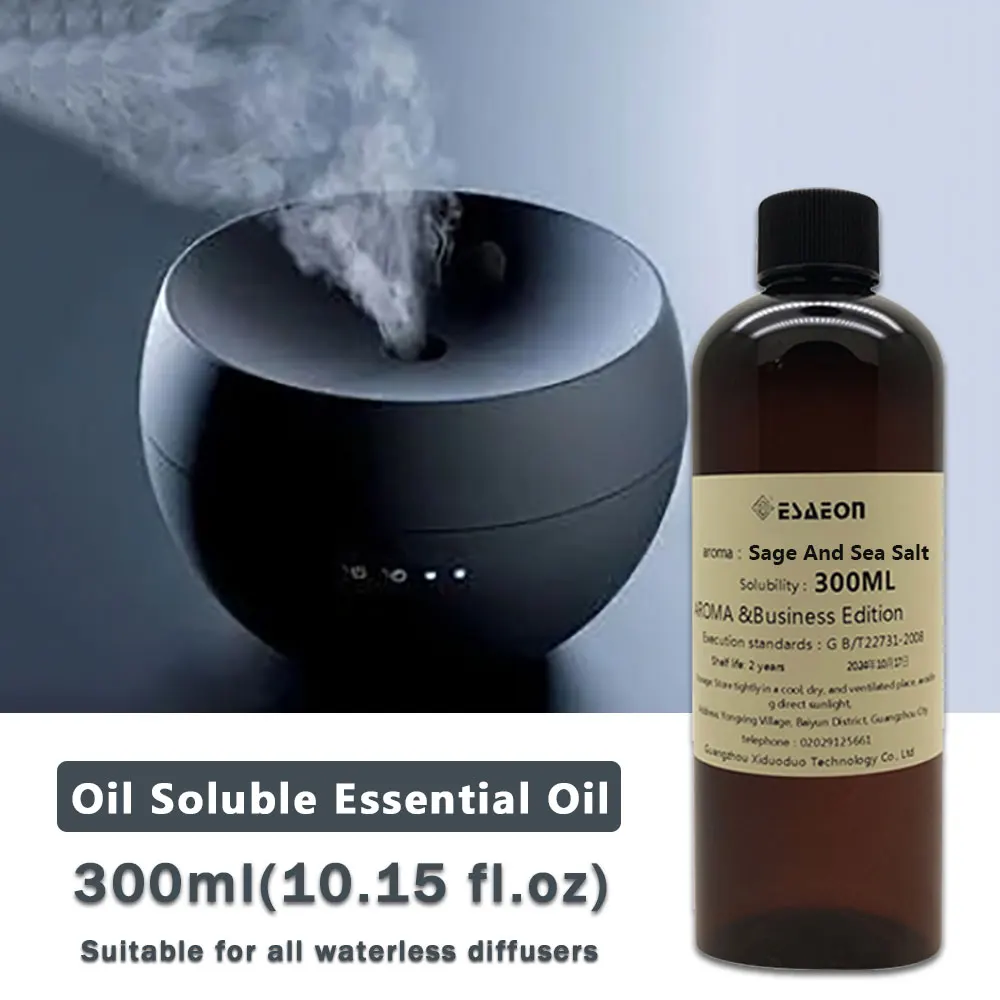 ESAEON 300ml (10.15 fl.oz) Sage And Sea Salt Aromatherapy Essential Oils - Diffuser Supplement Liquid,Hotel Aroma Machine Oils
