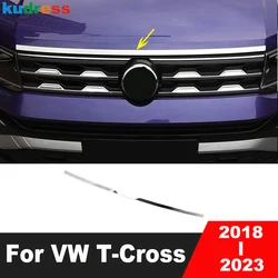 Per Volkswagen VW T-cross Tcross 2018-2022 2023 acciaio cofano anteriore per auto copertura motore Trim griglia superiore striscia accessori esterni