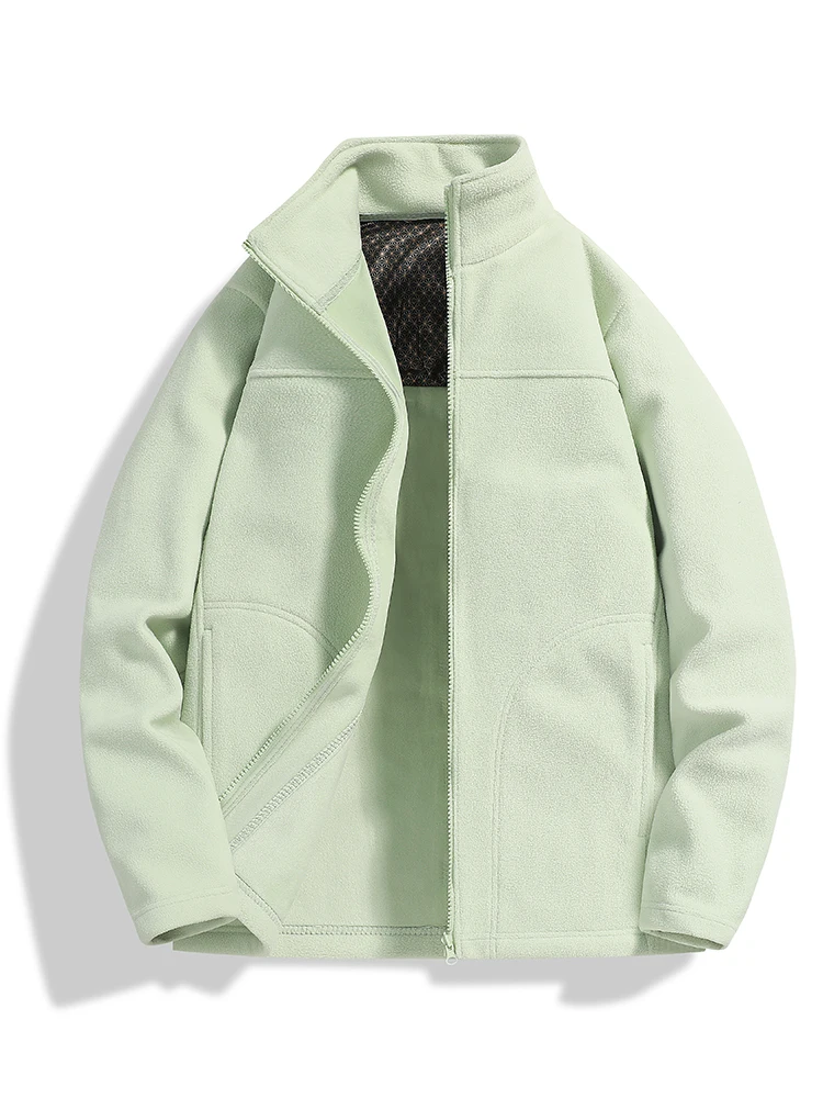 

Brand Winter Fleece Jacket Men Cardigan Jacket Climbing Double Thickened Pocket Jacket Outdoor High Collar Windproof Sweatshirt