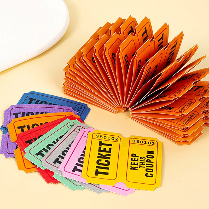 100 billetes de sorteo para lotería en el aula, rollo de etiquetas de papel individuales, billetes de sorteo para eventos de bebidas, billetes para eventos de celebración