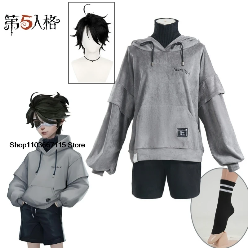 Anime Game Identity ⅤLuca Balsa Prisoner Cosplay Costume Esports Hoodie Daily Uniforms Hoodies Wig Man Halloween Party Uniforms