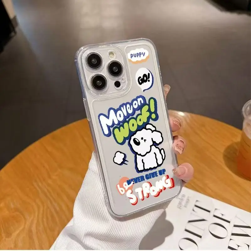 Lucky Puppy Print Phone Case For Samsung Galaxy S26 S25 S24 S23 Ultra S22 S21 S20 A14 A53 A33 A54 Transparent Silicone Cover