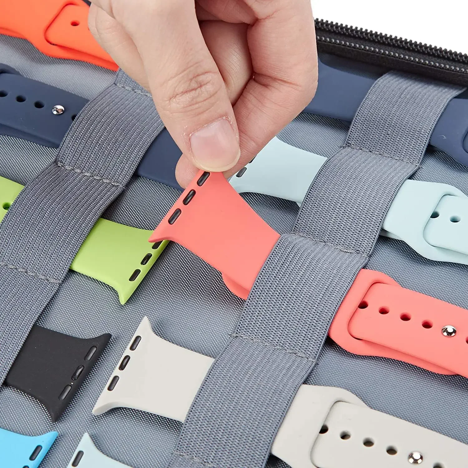 Estojo de armazenamento para Apple Watch Band, porta pulseiras de relógio, rostos e cabos de carregamento, organizador compacto e de viagem