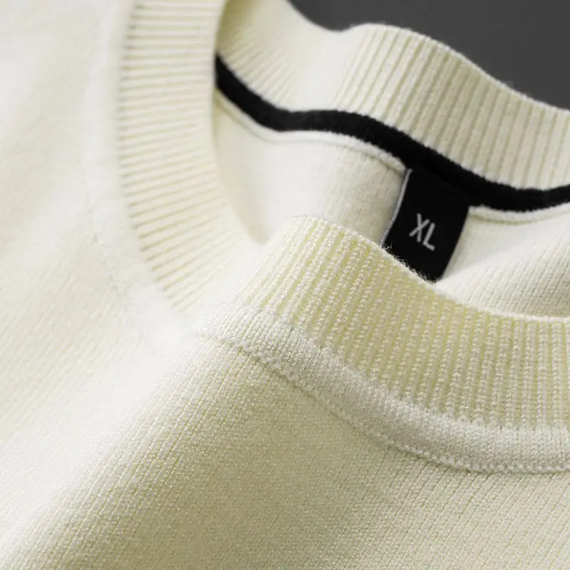8XL 7XL 6XL Soft Warm Pull Homme 2026 New Autumn High End Luxury Thin Wool Sweater Man Short Sleeve Mens Pullovers With Pocket