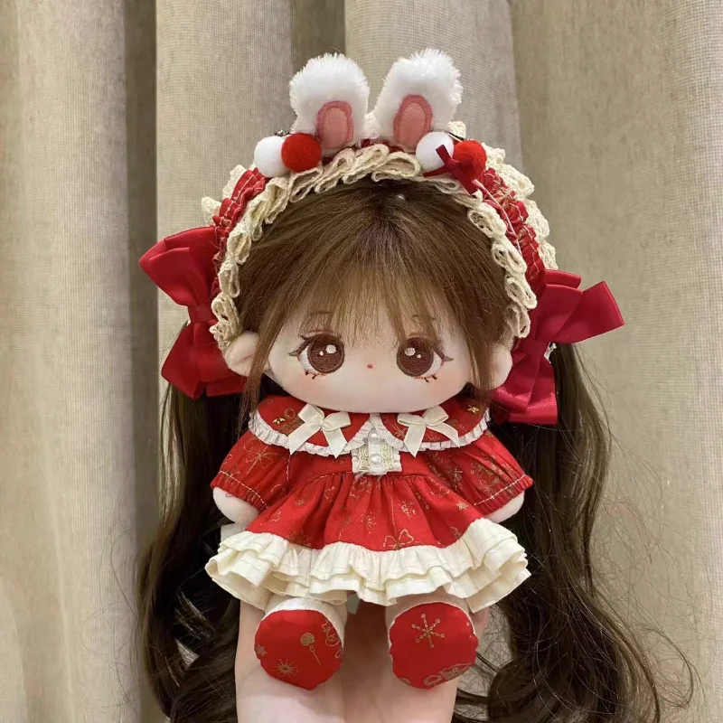 20cm Plush Doll Rabbit Red Skirt Clothes Clothing Cosplay Dress Up Cosplay Accessories Anime Toy Figure Xmas Collection Gifts