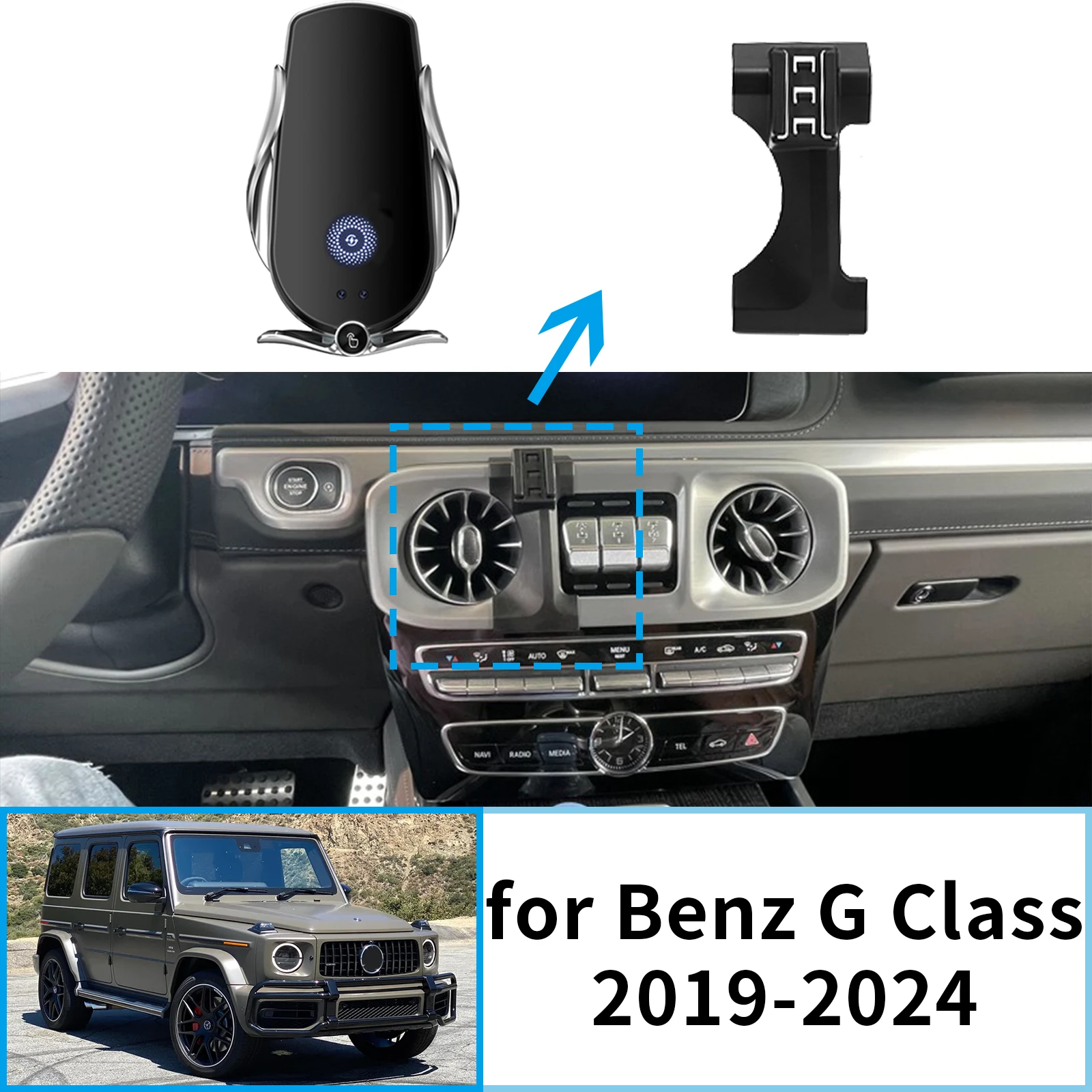 

Car Mobile Phone Holder for Mercedes Benz G Class G500 G63 W463 2019~2024 GPS Bracket Accessories Navigation Stand Auto