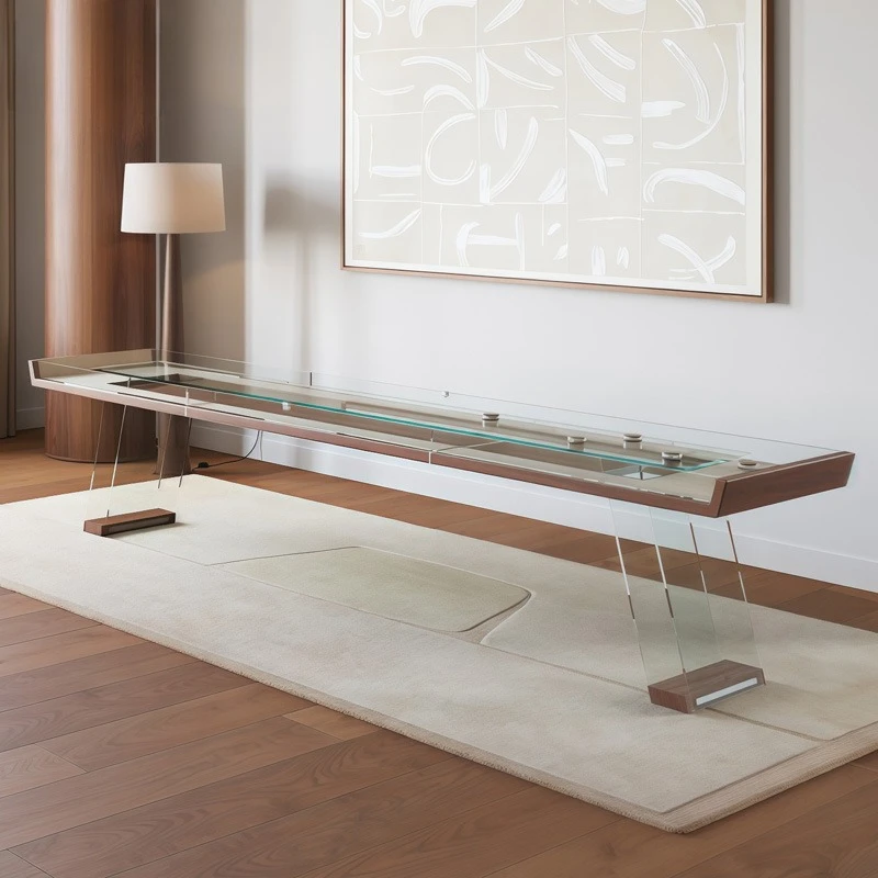 Transparent tempered glass shuffleboard table luxury club designer sand arc table household sandpot table