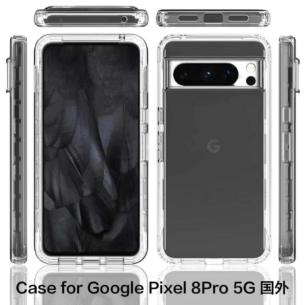 Clear Full Body Rugged Protective Case For Google Pixel 8 Pro, Built-in Anti-Scratch Screen Protector Fit Pixel 8 Pro Cover