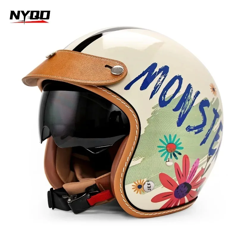 Motorcycle Helmet Vintage 3/4 Open Face Half Helmet CCC DOT ECE Cert Cool Vent 4 Seasons Unisex Cruiser Riding view 4