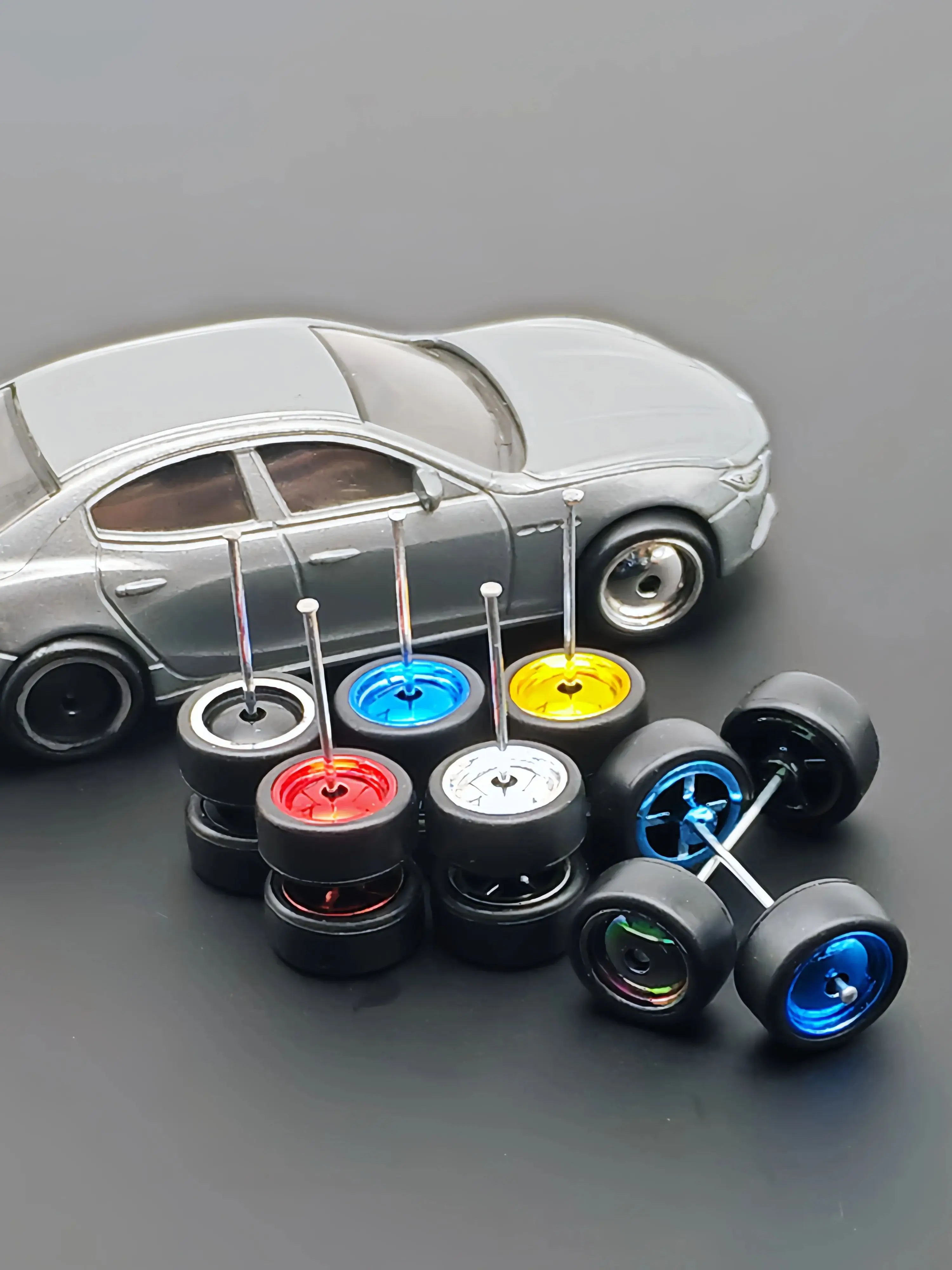 Roues modèle 1/64 avec tranches, pneus en caoutchouc pour modèle de jouet, pièces de rénovation de voitures moulées sous pression pour Hotwheels (5 jeux pour 5 voitures)