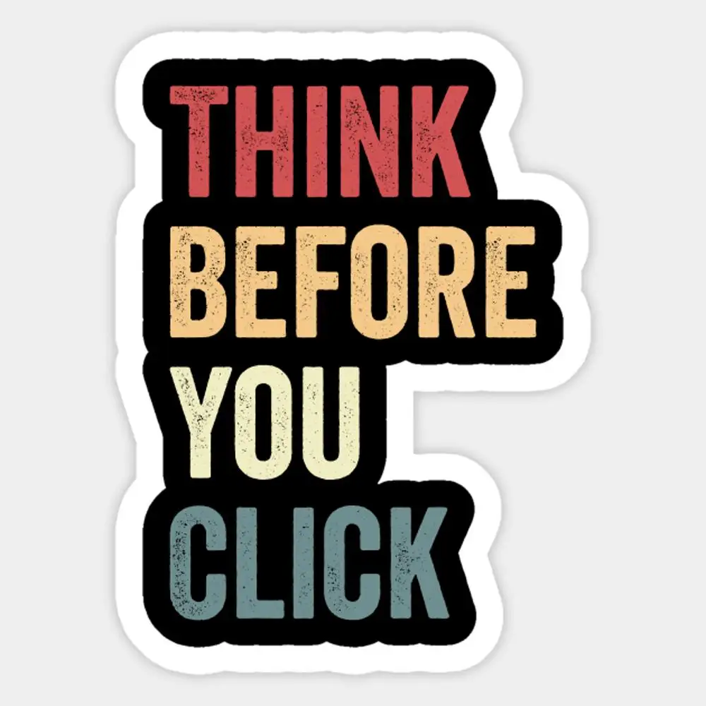 Cybersecurity Computer Security Cyber Think Retro Sticker for Laptop Decor Bedroom Car Cute Cartoon sticker