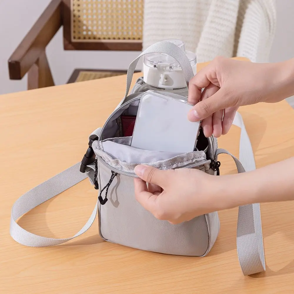 

Shoulder Strap Mesh Water Bottle Carrier Bag Nylon Quick Drying Water Bottle Holder Front Pocket Adjustable