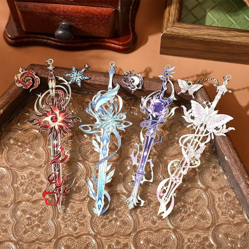 Anime Style Vibrant Enamel Metal Bookmark for Fantasy Book Collections