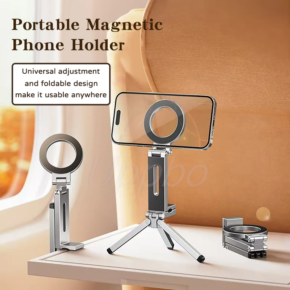 

Universal Travel Essential Magnetic Phone Bracket Foldable Rotatable Clip Mount Hands Free For Car Airplane Selfie Desktop