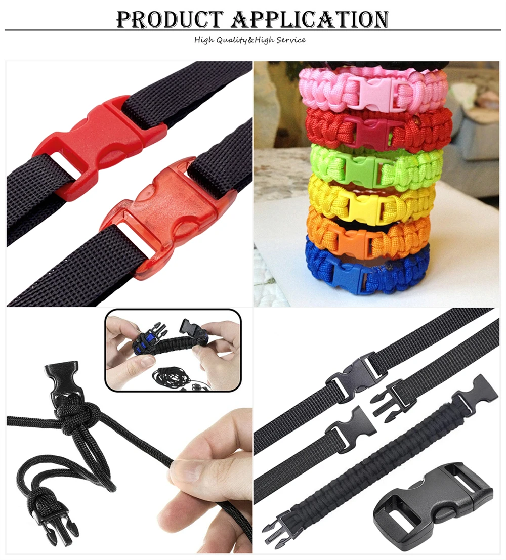 30 Stück/Packung 10mm Seitenschnellverschluss Gebogene Fallschirmschnalle 550 Paracord Armband Clip Katzenhalsband Gurtband Rucksack DIY Zubehör – Detail 9