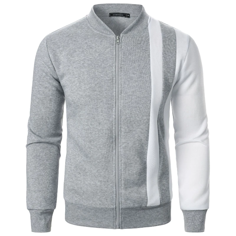 Spring Autumn Men\'s New Sweatshirts Zipper Stand Up Collar Color Blocked Vintage Cardigan Casual Men\'s Casual All-match Outwear