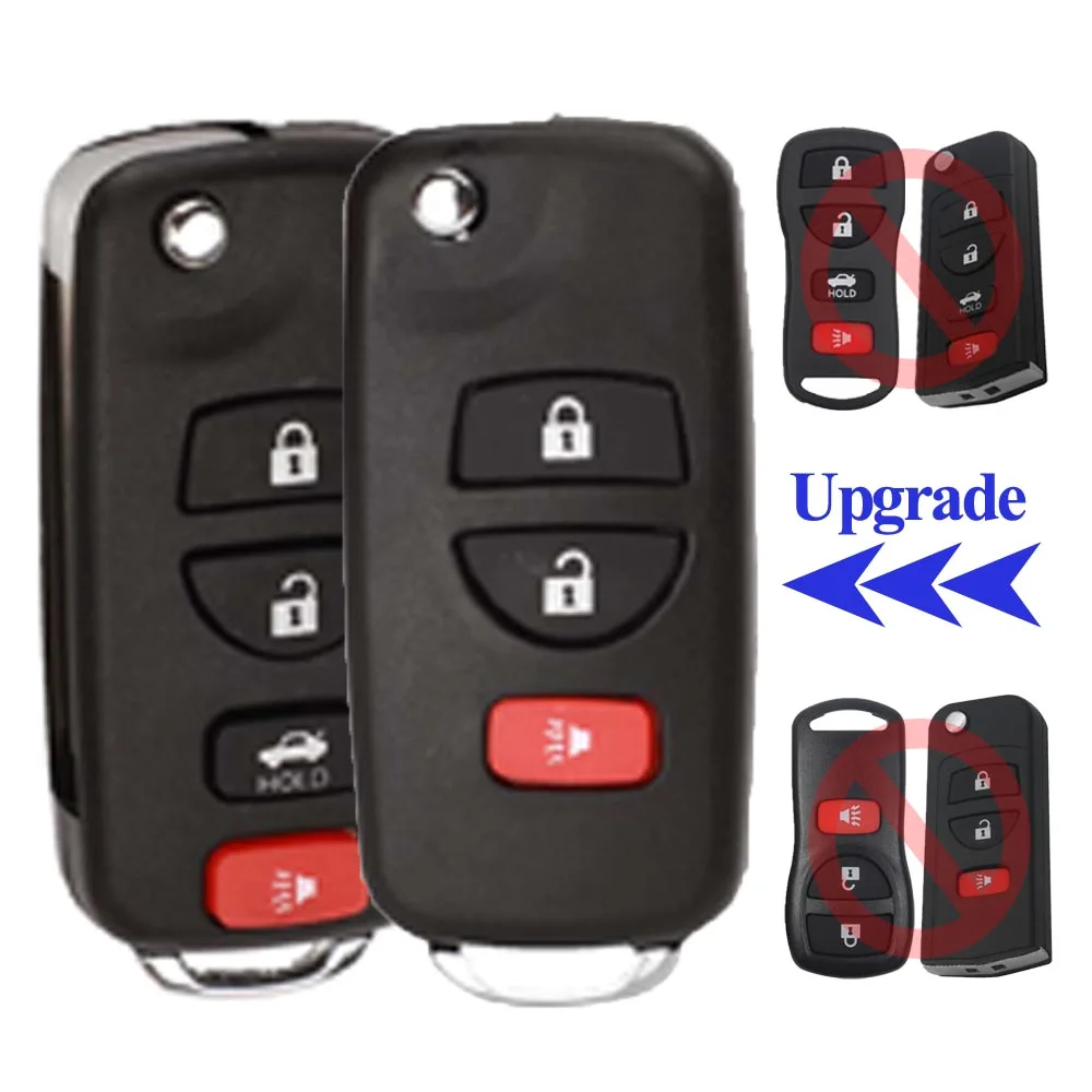 Jingyuqin 3/4 Buttons Upgrade Remote Car Key Shell For Nissan Tiida LIVINA X-Trail QASHQAI Paladin 2003-2007 Murano Fob Case