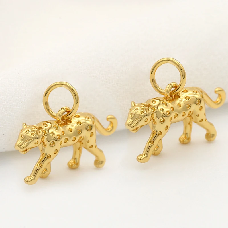 BenS Brass Leopard charms for Jewelry making Gold plated animal pendants DIY handmade Jewelry accessories wholesale P22