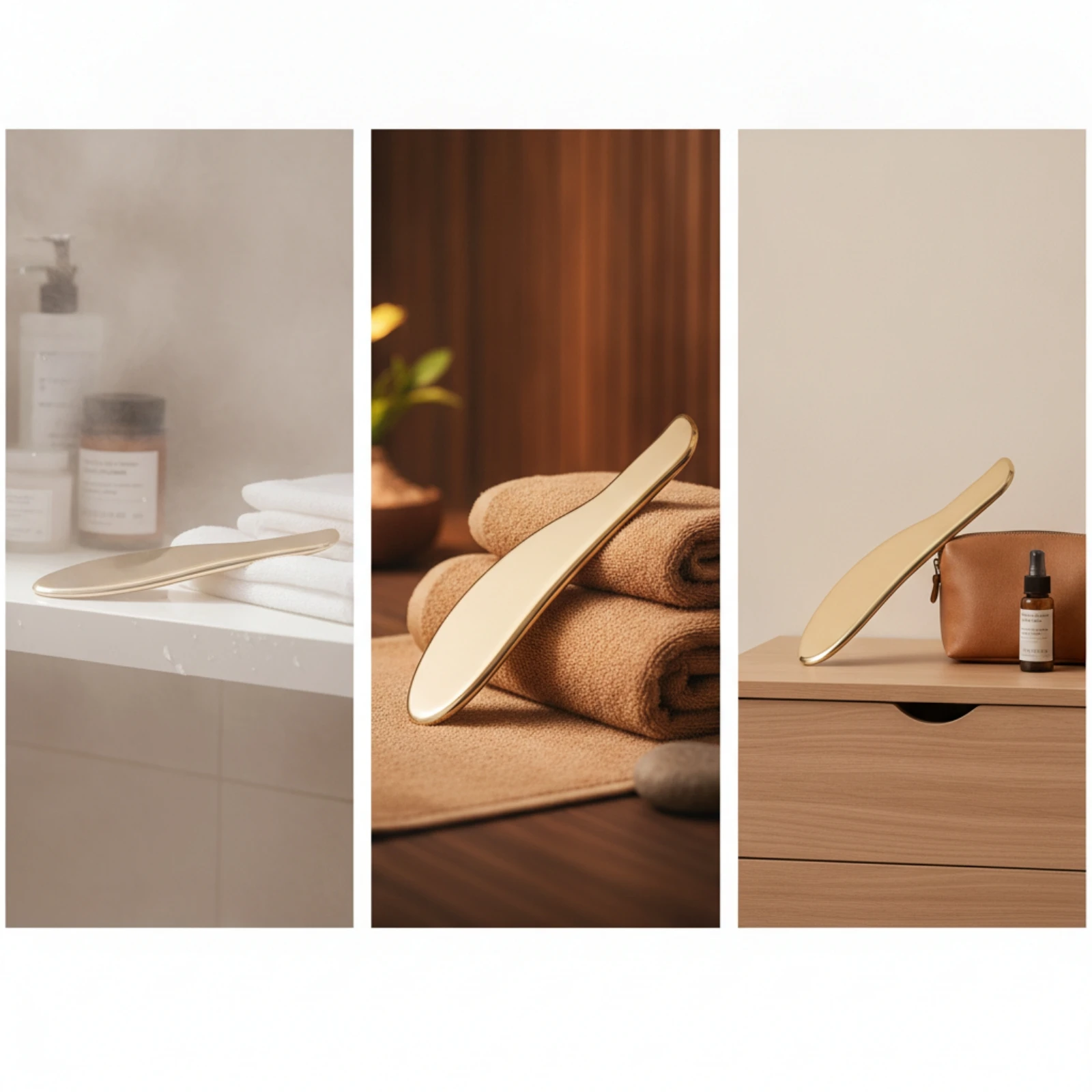Brass Gua Sha Scraper Handheld Brass Gua Sha Board Scraping Plate Long-Lasting Massager Full Body for Massage, Self-Care