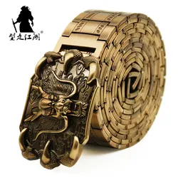 Men's belt Stainless steel Belt Retro Dragon metal Belt Gold Color Charm Belt Hip Hop Punk Strap self-defense luxury Belt male