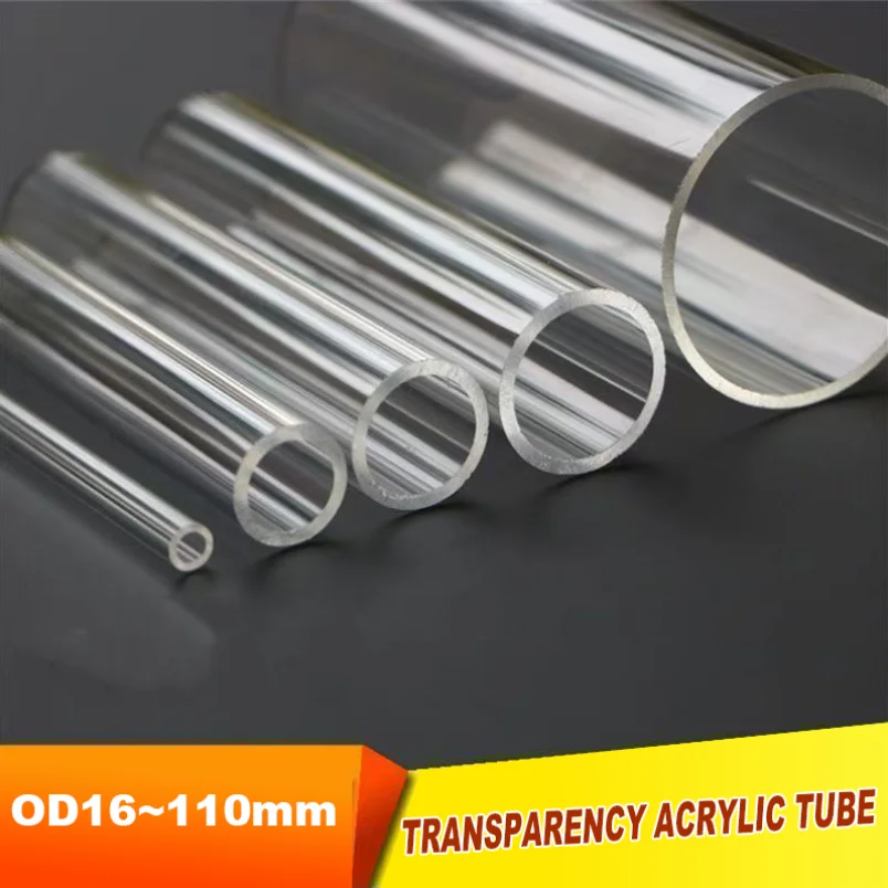 1Pcs High Transparency Acrylic Tube OD16/20/25/32/40/50/60/63/65/70/75/90/110mm PMMA Plastic Hollow Round Tube Length 200-500mmm