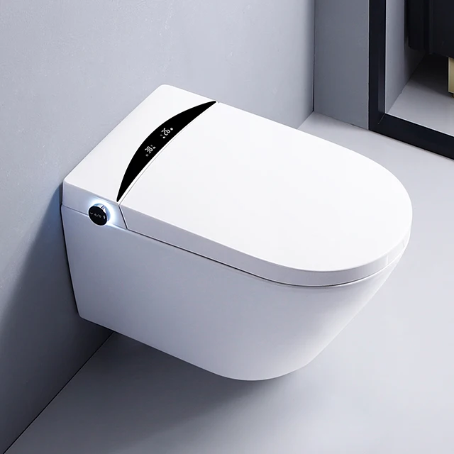 High quality wall mounted ceramic one piece electric intelligent toilet bowl automatic bathroom wall hung smart toilet wc