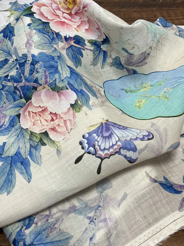 

Легкая летняя ткань для ханьфу, высококачественный льняной материал, топ-ципао в китайском стиле, национальный стиль, губчатая подкладка для рукавов, DIY ханьфу