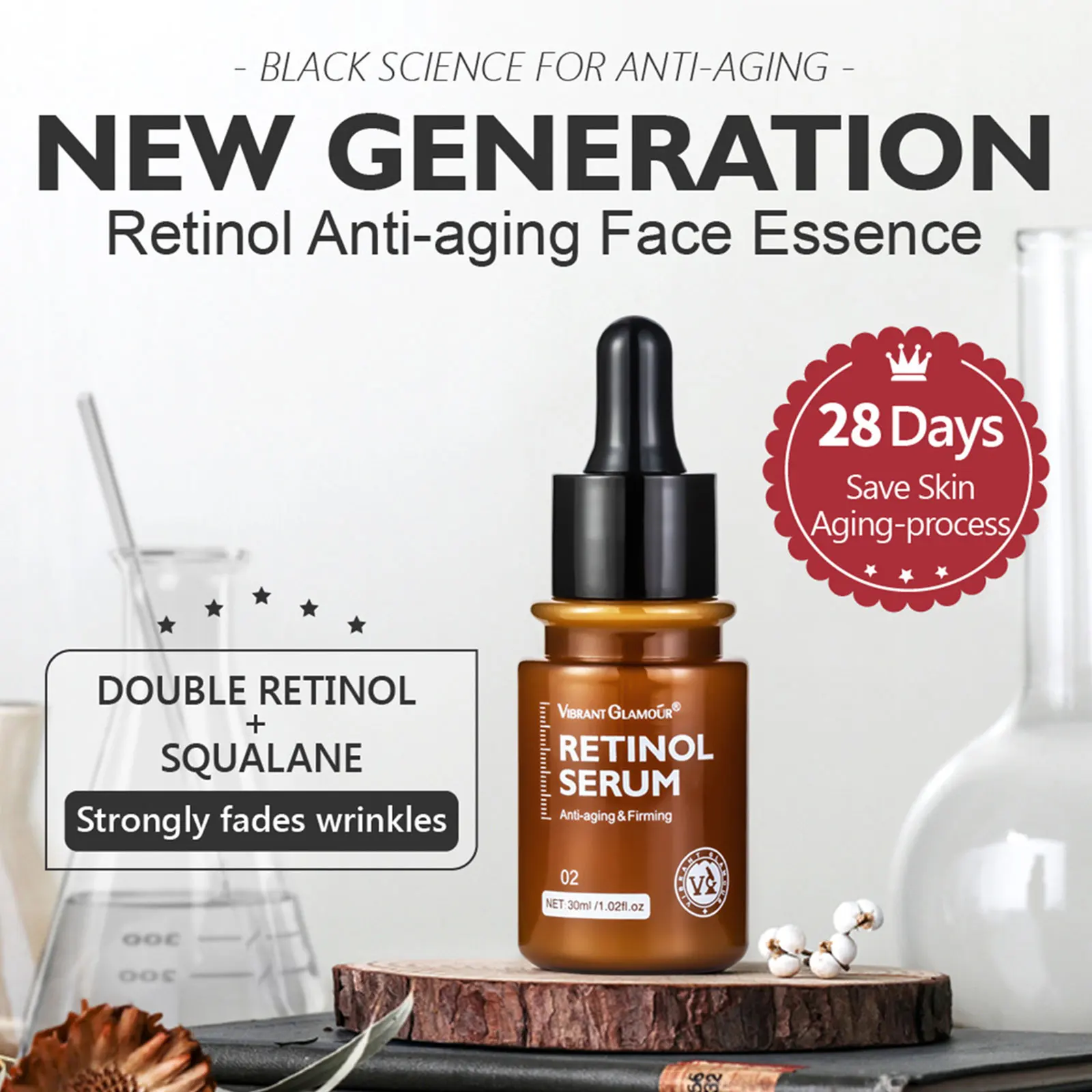 

VIBRANT GLAMOUR Moisturizing Brightening ​Nourish Skin Deep Care Essence Retinol ​Refreshing Face Serum