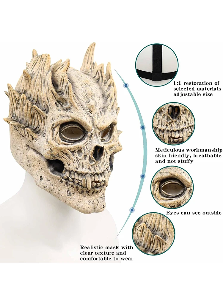 Halloween Horror Skeleton Mask Full Head Skull Mask Warrior Death Demon Masks Cosplay Party Masque Skull Helmet Costumes