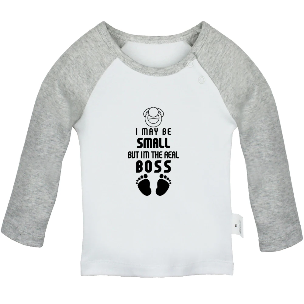 

I May Be Small But I'm the Real Boss Cute Baby T-shirts Kids Long Sleeves Tees 0-24M Infant T shirt Boys Girls Tops Clothes