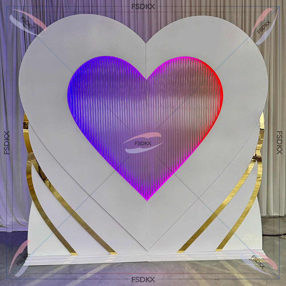 FSDKX Promotional Amazing Design lasercut acrylic backdrop heart shape waterfall led backdrop stand