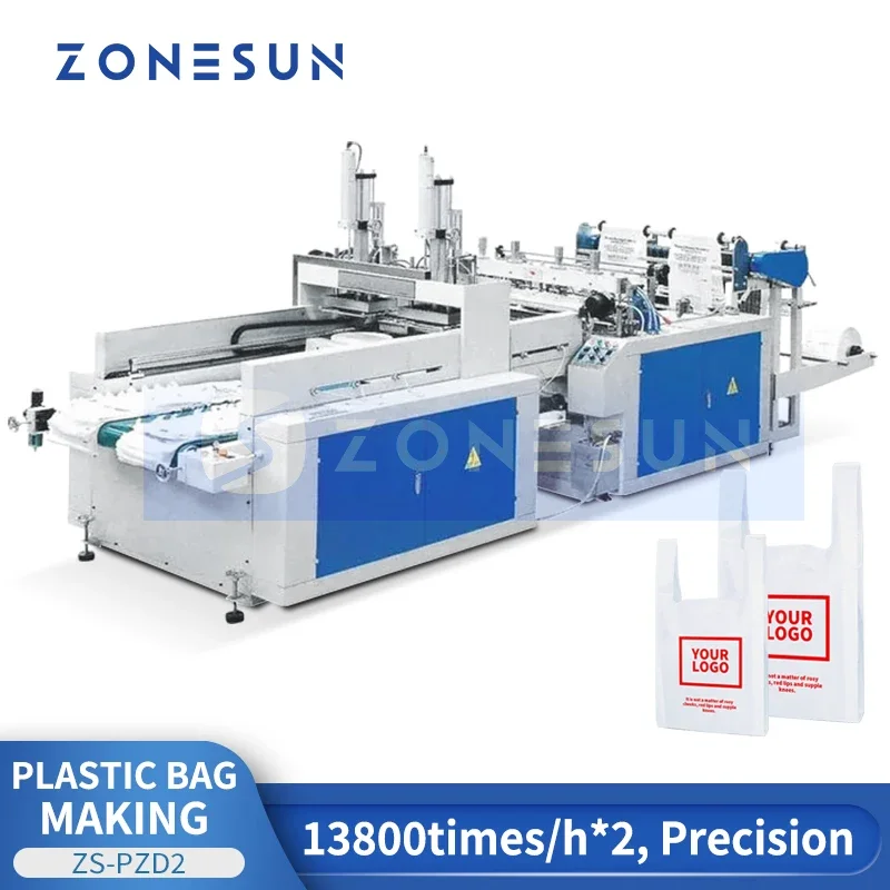 Zonesun Polythene Bag Making Machine Roll Bag Cutting Machine Dual Channel Plastic Bag Making Machine  ZS-PZD2